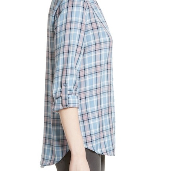 Soft Joie Long Pastel Sleeve Plaid Button Down Up - Picture 3 of 5